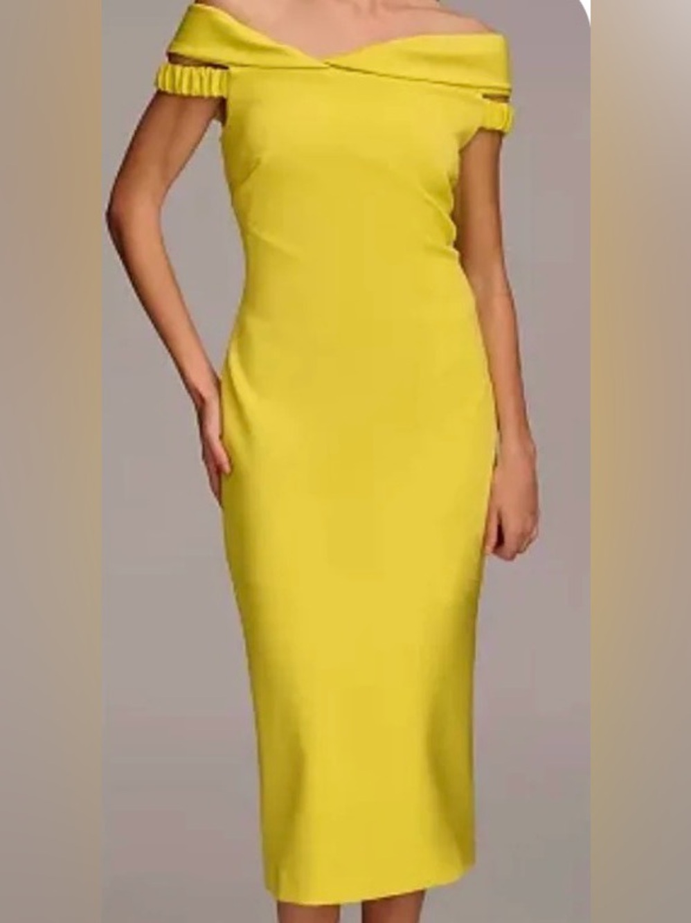 Yellow Off-Shoulder Sheath Dress